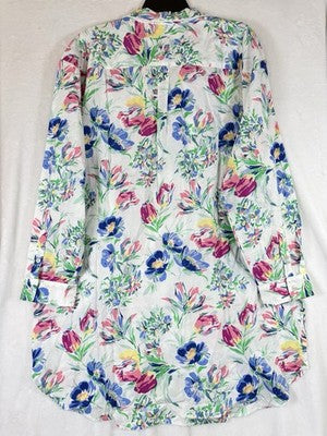Gap Body Pajamas XL Cotton Poplin PJ Shirtdress Floral Nightgown 100% Cotton New