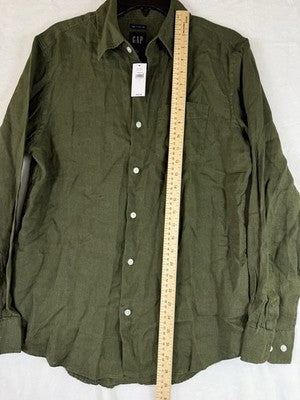 Gap 100% Linen Shirt Men Large Long Sleeve Button Up Down Green New NWT