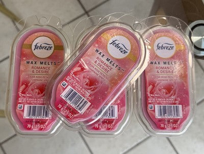 New Febreze Wax Melts Pink Rose Petals Champagne Spritz Lot 4 Floral Scented