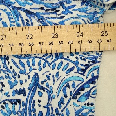 Talbots Tee 2X Petite Short Sleeve Pocket Top Blue Print Womens Plus Size 2XP