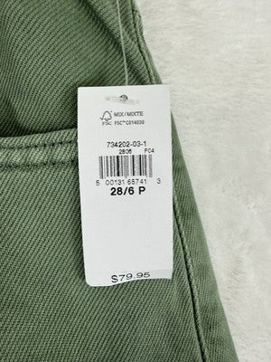 Gap Mid Rise Ultrasoft Baggy Jeans Green 6 Petite 28 Womens Wide Leg New NWT