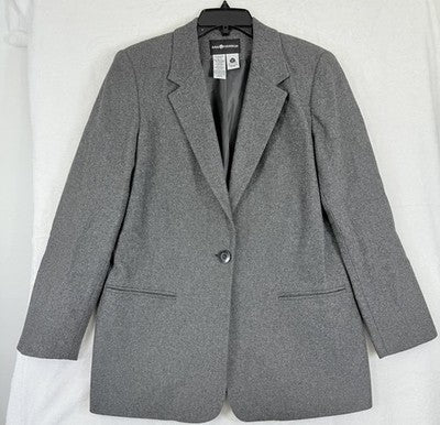 Sag Harbor Blazer 8 Gray Wool Blend Jacket One Button Womens