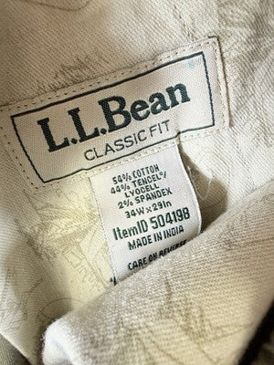 LL Bean Pants 34x29 Men’s Green Classic Fit Stonecoast Extra-Soft Stretch 504198