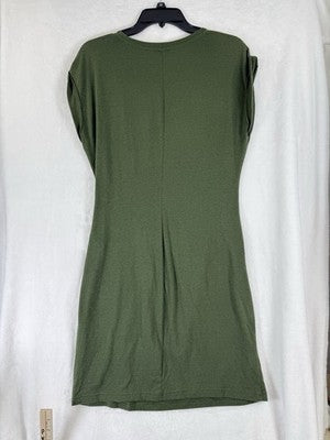 Gap Dress Medium Sleeveless Green Knit Gathered Waist T Shirt Soft Womens
