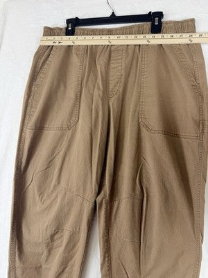 Old Navy High Rise Pulla Utility Pants XL Womens Brown Pull On Cotton Stretch