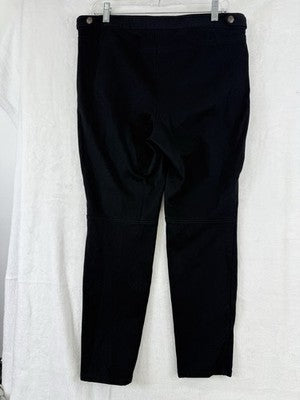 Talbots Lexington Pants 12 Black Textured Point Knit Gold Buttons Womens