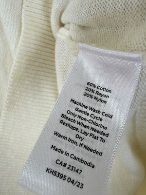 Talbots 3X Tops Sweater V Neck Ivory Pullover Womens Plus Size Long Sleeve