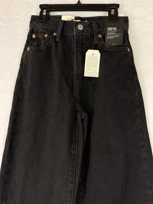 Levis Ribcage Wide Leg Jeans 23 Black High Rise Jeans 23x34 Levi’s New NWT