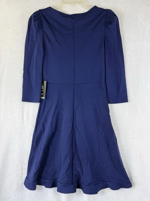 Express Dress XS Fit Flare Short Blue Long Sleeve Womens New NWT