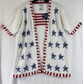 Quacker Factory Small Cardigan Sweater USA Patriotic July 4th American Flag
