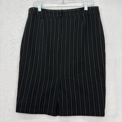 Le Chateau Pencil Skirt 10 Womens Black Pinstriped