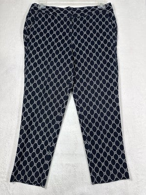 Talbots 12P  12 Petite Denim Pants Heritage Fit Medium Blue White Print Womens