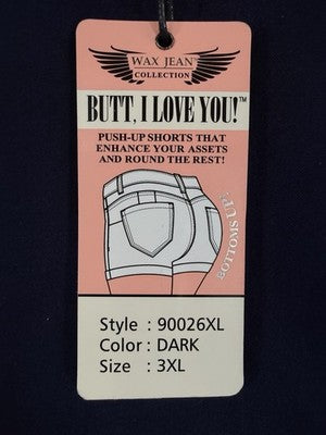 Wax Jeans But I Love You Shorts 3X Dark Blue Butt Lifting Jean 3” Womens New