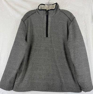 Orvis Mens Medium 1/4 Zip Pullover Gray Sherpa Fleece Lined Long Sleeve Shirt