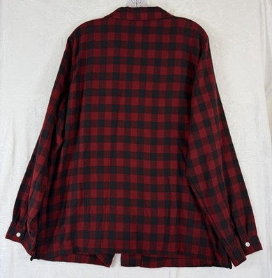 LL Bean Scotch Plaid Flannel Pajama Top XL Red Plaid Button Top Womens