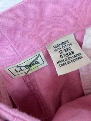 LL Bean Chino Pants Womens 12 Pink High Rise 100% Cotton Vintage