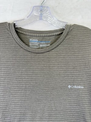 Columbia T Shirt Men XL Gray Striped Crew Neck Short Sleeve