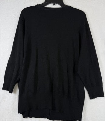 2X Cardigan Womens Sweater Black Buttons 3/4 Sleeve New Plus Size