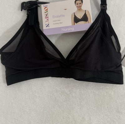 Joyspun Nursing Bra Small Black Maternity Womens Mesh Wireless NWT