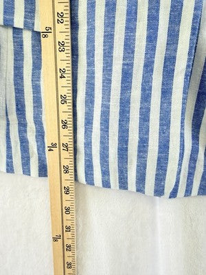 J Jill Linen Blend Striped Blazer Womens XL Royal Blue Cream 2 Button Unlined