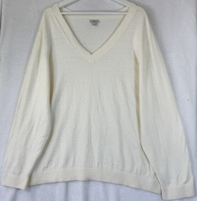 Talbots 3X Tops Sweater V Neck Ivory Pullover Womens Plus Size Long Sleeve