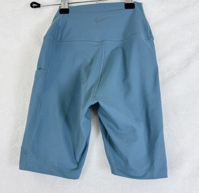 Nike One Biker Shorts XS Womens Blue High Waisted 8" Pockets New NWT