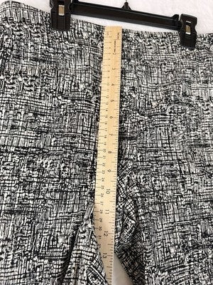 Marla Wynne Pants 12 Pull On Black White Ankle MarlaWynne Tummy Control
