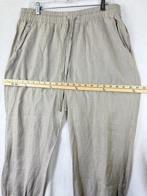 Anthropologie Cloth and Stone Linen Pants Large Joggers Pull On Beige Womens