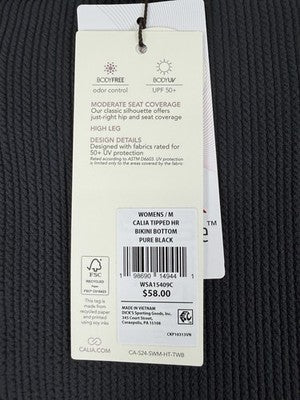 Calia Swim Bottom Medium Black High Rise Tipped Womens Tankini Swimwear New NWT