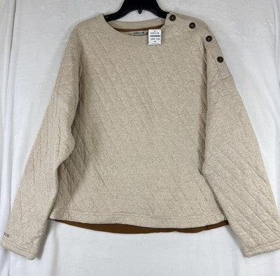 Orvis Sweatshirt Women XL Quilted Beige Pullover Top Long Sleeve New NWT