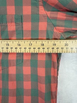 J Crew Shirt Mens Medium Orange Green Plaid Button Down Long Sleeve Cotton