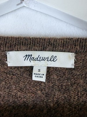 Madewell Cardigan Sweater Womens Small Brown Alpaca Merino Wool Blend Open Front