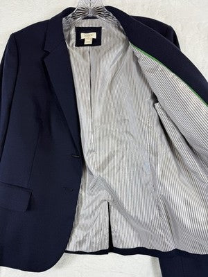 J Crew Schoolboy Blazer 10 Womens Navy Blue Wool Blend Jacket Gold Buttons