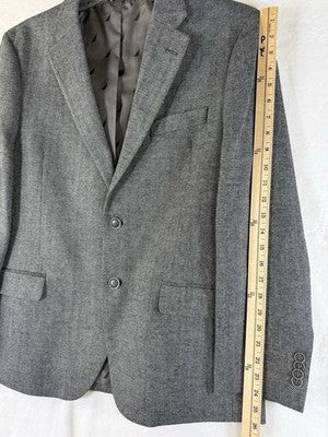Nautica Jacket Men 42S Blazer Gray Herringbone Modern Fit Sport Coat 42 Short