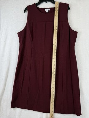 J Jill Dress Large Petite Ponte Knit Sleeveless Burgundy Red Womens