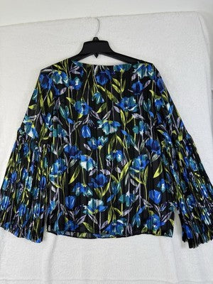 The Limited Top Medium Long Sleeve Bell Sleeve Black Floral Print Blouse Womens