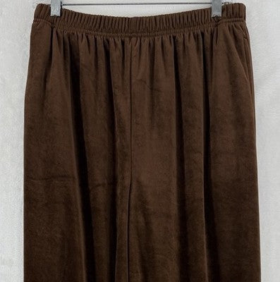Vintage Diane Von Furstenberg Large Pants Pull On Brown Velour Womens