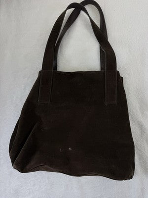J Mclaughlin Bag Suede Leather Shoulder Tote Chocolate Brown Purse