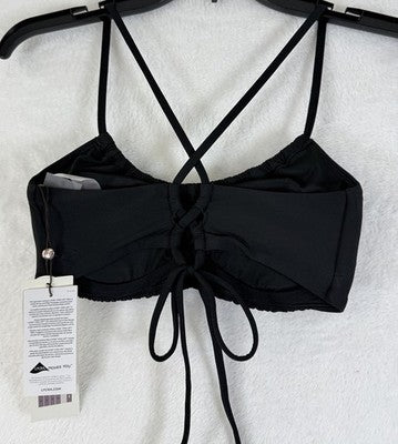 Calia Swim Top Small Black Bikini Swimwear Scrunched Tie Back Womens New NWT