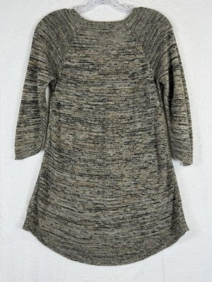 J Jill 100% Linen Sweater XS Tunic Top 3/4 Sleeve Womens Brown V Neck