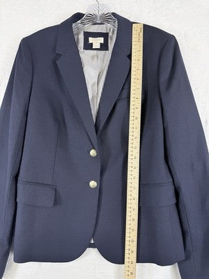 J Crew Schoolboy Blazer 10 Womens Navy Blue Wool Blend Jacket Gold Buttons