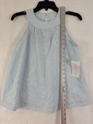 Design History Top Small Blue Embroidered Floral Stitch Fix NWT *FlawRead* NEW