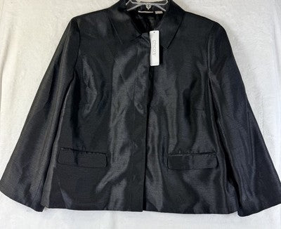 Chicos Shantung Jacket Size 2 Large Womens Black New NWT