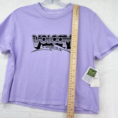 Volcom Crop Top T Shirt Small Womens Purple Logo Short Sleeve Tee New NWT