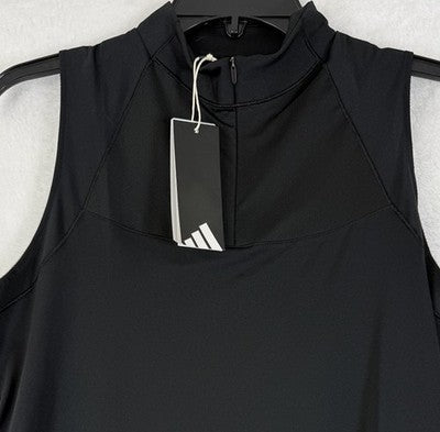 Adidas Women Medium Golf Polo Ultimate 365 1/4 Zip Mock Sleeveless Top Black New