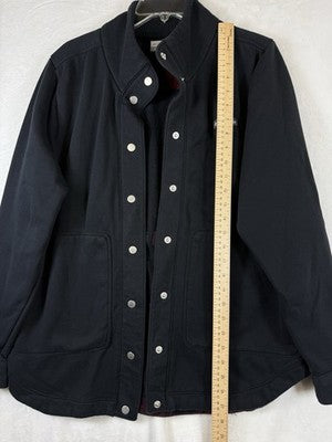 Columbia Womens Large Shacket Hart Mountain Shirt Jacket Black Red Plaid