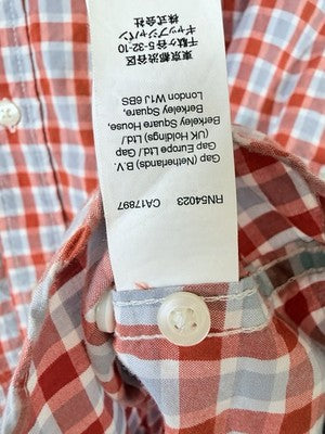 Gap Classic Fit Shirt Large Red Blue Check Poplin Button Down Mens Long Sleeve