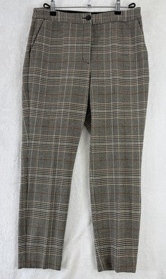 Express Dress Pants 10 Womens High Rise Ankle Gray Beige Plaid 10R