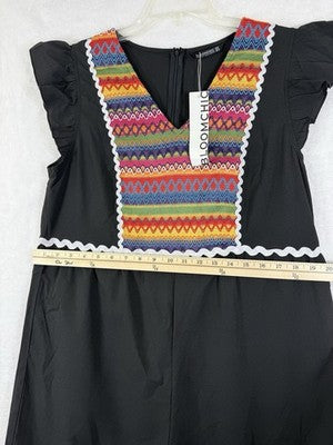 Bloomchic Wide Leg Jumpsuit 10 Womens Embroidered Boho Quirky Hippie Artsy New