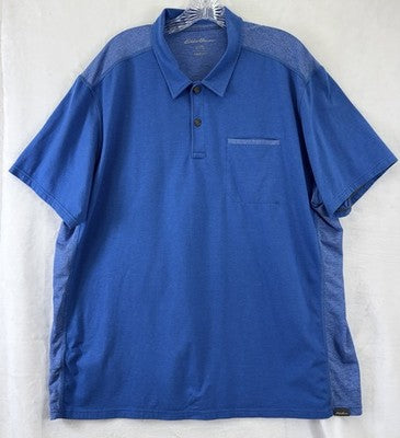 Eddie Bauer Free Dry Polo Shirt 2XL Mens Blue Short Sleeve